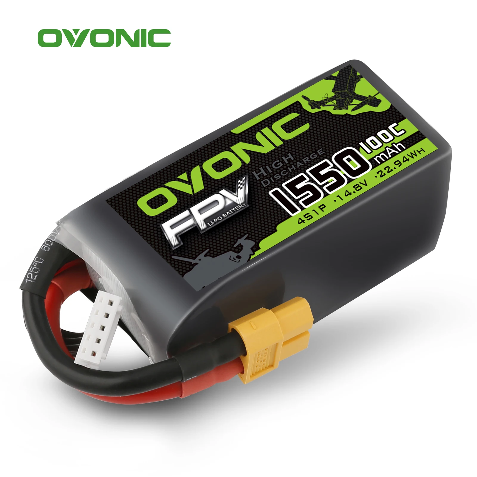

Аккумулятор OVONIC 14,8 В 1550 мА · ч 4S 100C LiPo с разъемом XT60 для FPV Freestyle FPV racing 1 шт. 4 шт.
