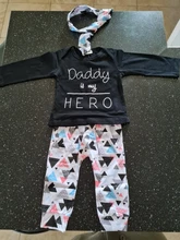 Conjunto de verano para recién nacida, ropa para beba, camiseta de mangas cortas Daddy is my Hero + pantalones + cinta para la cabeza