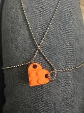 Collar con colgante de corazón de amor para parejas, 2 uds., amigos, hombres, niñas y niños, Lego elementos, regalo de joyería del Día de San Valentín