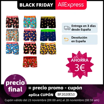 

Crazy Boxers Packs of 10 men's microfiber printed underpants