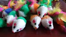 10 unids/lote suave de lana falsa gatito gato juguete del ratón colorido divertido juguetes para gatos gatito juguete interactivo para gatos ratón