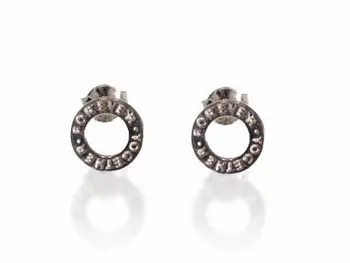 

Silver earrings round openwork with registration