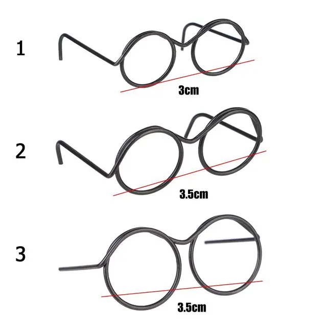 5Pcs Cute Round Doll Glasses Frame Lensless Mini Toy Eyeglasses Fashion Retro Lensless Eyewear Doll Accessories 6