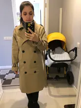 Outerwear Trench-Coat Spring Long-Double-Breasted-Belt Oversize-Quality Khaki Autumn