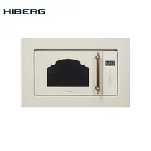 Встраиваемая СВЧ печь HIBERG VM 6502 YR(керамическое дно без поворотного стола, 3D волны, мощность 1080 Вт, объём 20 л., гриль, стеклянный фасад бежевый, сенсорное управление