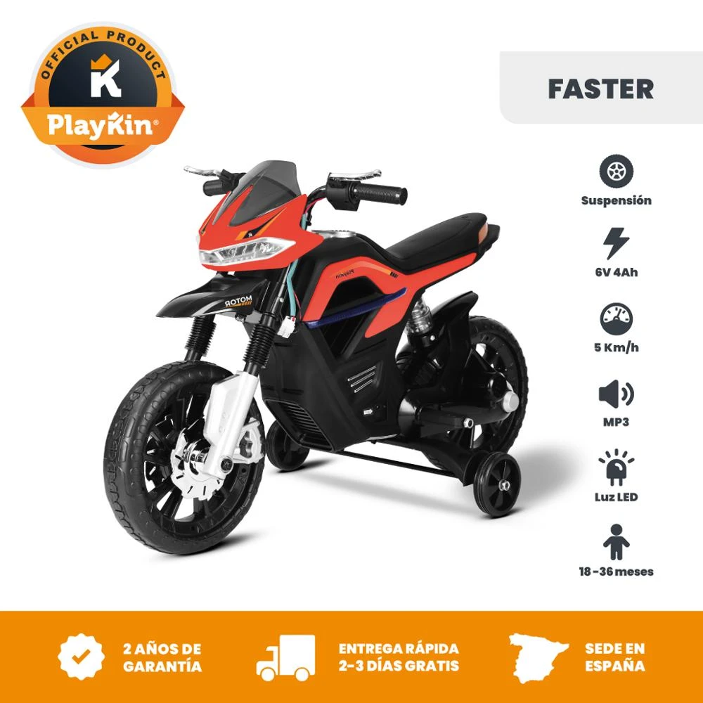 Moto electrica niños FASTER bateria 6V recargable +3 años Playkin|Diecasts \u0026 Toy Vehicles| - AliExpress