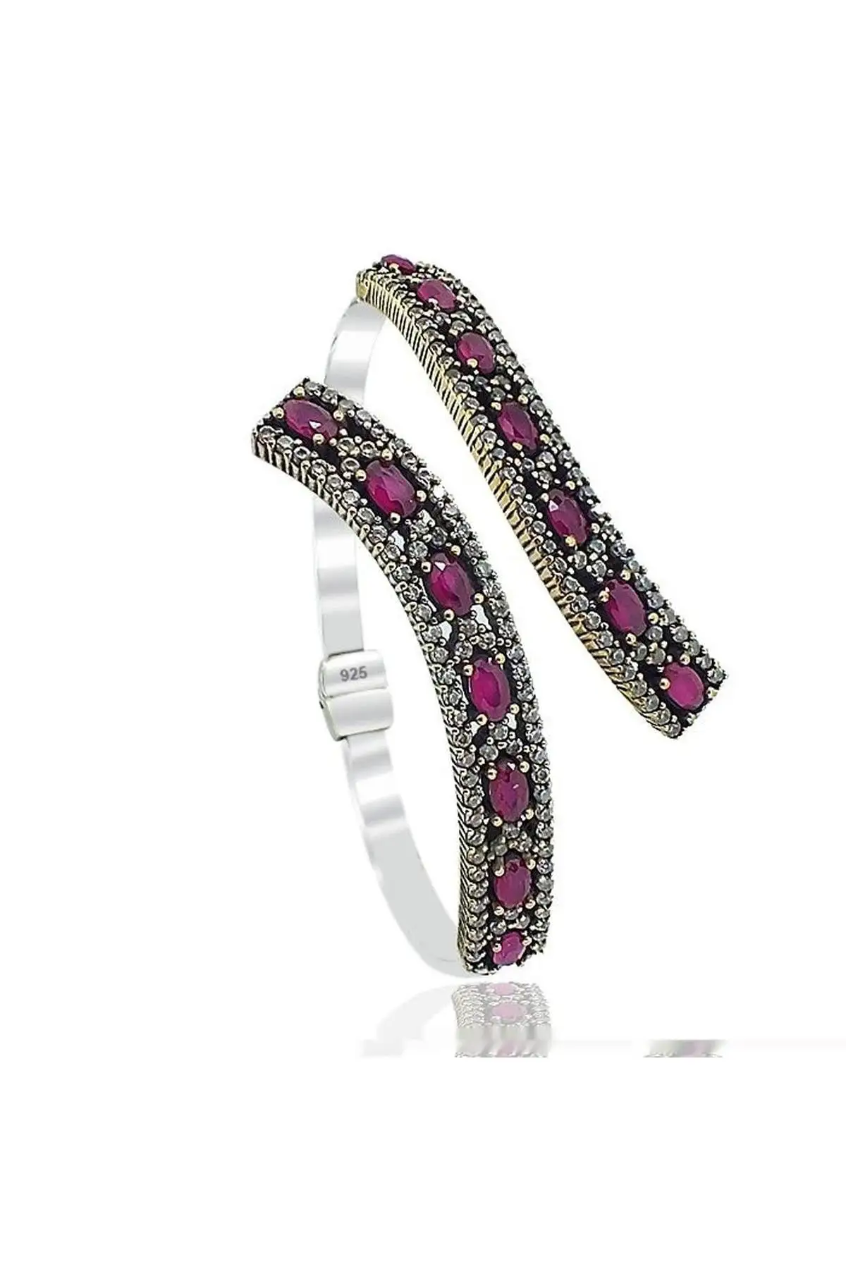 

Sterling silver Authentic Red Cubic Zirconia Handcuffs Bracelet