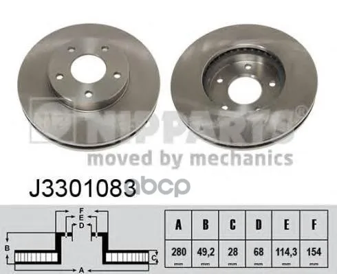 Диск Тормозной Передний Вентилируемый Nipparts арт. J3301083