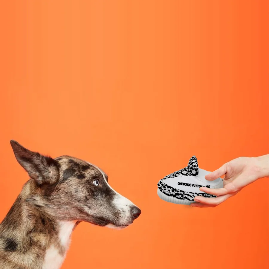 Squeak Sneaker Peluche Cane Giocattolo Da Masticare In Pile Interessante Cane Yeezys Peluche Pantofola Cucciolo Divertente Giocattolo Per Animali Dome