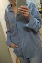 White Blouse Official-Tops Green Shirt Spring-Pocket Oversized Blusas Long-Sleeve Lizkova