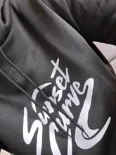 Sudaderas con capucha para mujer, ropa de calle cálida, divertida, curva al atardecer, Kawaii, de invierno