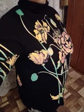 Women Hoodies Sweatshirts Floral DIMANAF Pullover Tops Turtleneck Print Black Plus-Size