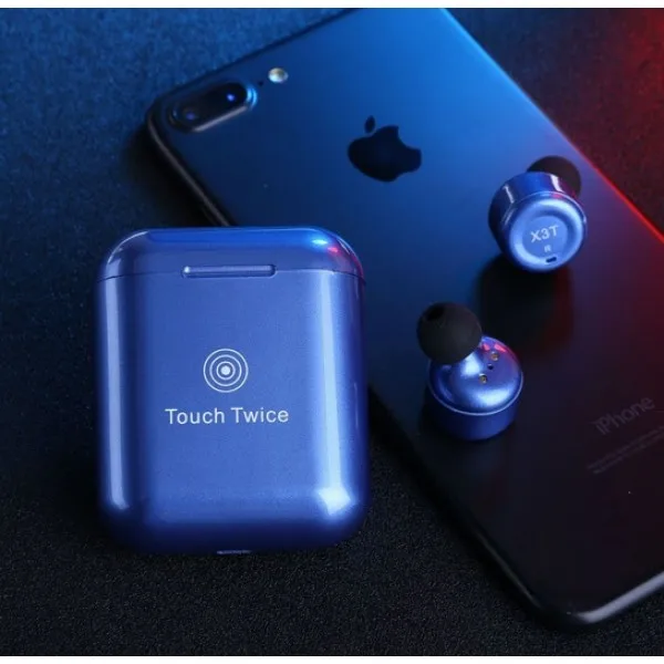 Наушники TWS X3T bluetooth Touch Twice с сенсорным управлением(Синий