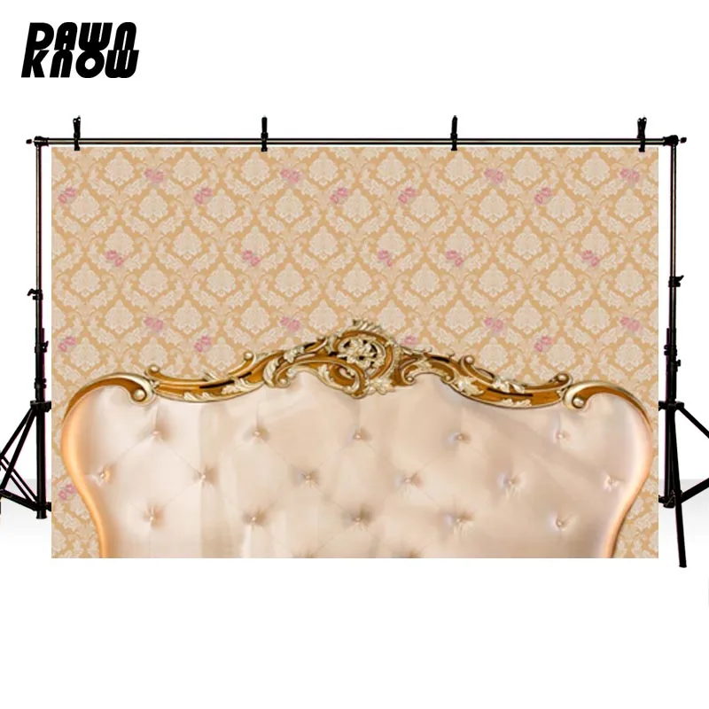 DAWNKNOW Luxury Baroque Vinyl Photography Background Bed Headboard Tufted Backdrop Indoor Wedding Photocall Photo Studio F2518 |