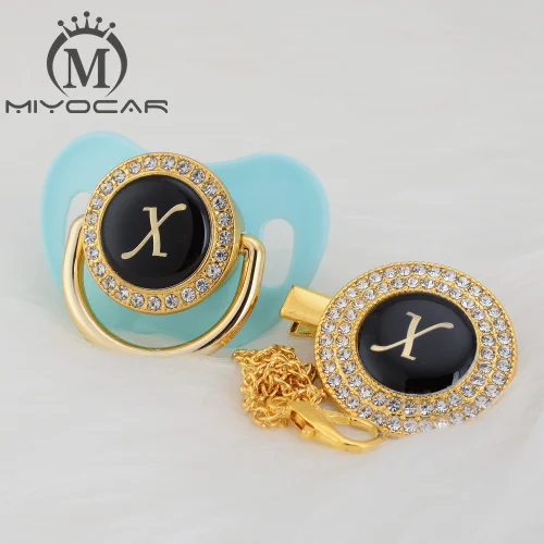 LX-7 0-6M MIYOCAR имя инициалы Письмо X Элегантный Серебряный bling соска и пустышка Клип BPA бесплатно пустышка bling уникальный дизайн SGS пройти LX - Цвет: LX-7 0-6M
