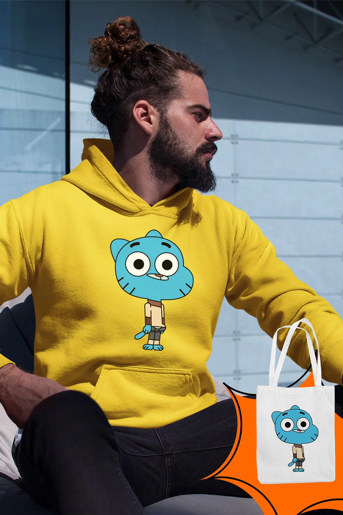 Angemiel одежда Gumball желтые мужские толстовки с капюшоном сумки Kombin|Толстовки и