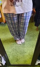 Recta pantalón de pierna ancha Pantalones Jogger ropa Pantalones tamaño Harajuku sencillo Vintage Plaid Pantalones de las mujeres de moda de la calle