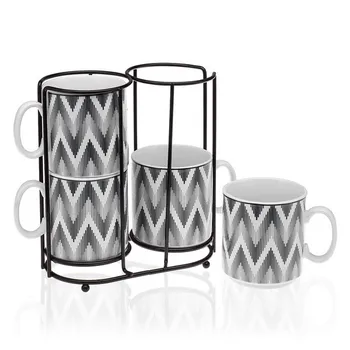 

Set of Mugs Metal Porcelain (4 Pieces)