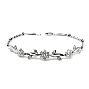 

Bracelet 18k white gold motif flower zircons [AB4588]