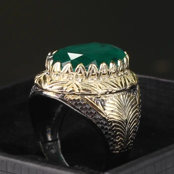 

Handmade Mens Silver Dark Green Paraiba Tourmaline Ring, Man Silver Handmade 18 K Gold Plated Oval Blue Paraiba Tourmaline Ring