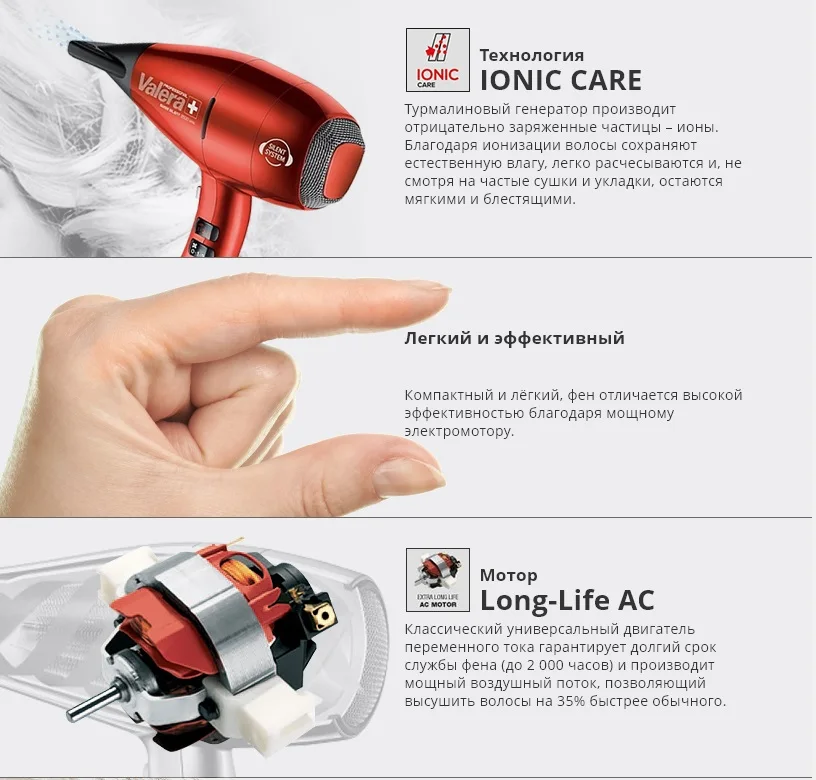 Профессиональный фен Valera Swiss NANO 9400 Ionic ROTOCORD 2400W SN