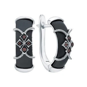 

Silver earrings with ceramics and cubic zirconia sunlight sample 925