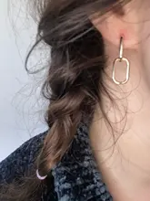 ANENJERY de Plata de Ley 925 Plata geométrica Oval aro pendientes para las mujeres Simple de Metal de estilo desmontable pendientes para las mujeres S-E1412