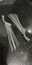 Drop-Earrings Jewelry Rhinestone Long-Tassel Water-Drop-Crystal FYUAN Shiny Women Fashion