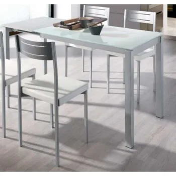 

Pack extendable table white glass 4 colored chairs