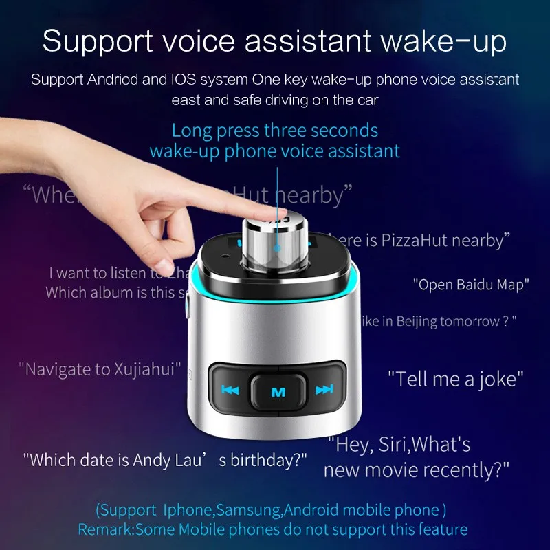 Высокое качество FM передатчик автомобильный комплект Bluetooth Handfree Aux модулятор QC3.0 USB быстрое зарядное устройство аудио MP3 плеер с окружающим светильник