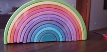 Juguetes de madera en 3D DIY para niños, arcoíris, bloques de construcción, apilador de gran tamaño, creativo, Montessori, juguetes educativos