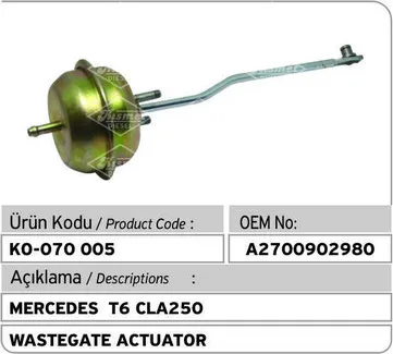 

Mercedess A250 B250 CLA250 Turbo Wastegate Actuator A2700901880 - A2700902980