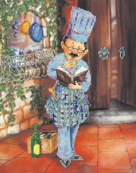 

Вн1075 set for embroidery alisena 'Chef with a book reception' 25*31 cm