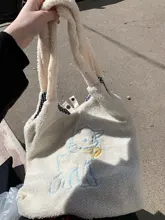 GOPLUS-Bolso de hombro de tela de cordero para mujer, bolso de mano de dibujos animados, de gran capacidad, para compras de ovejas, bonito, nuevo diseño