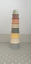 Taza de apilamiento para bebé, Juguetes Divertidos de Color arcoíris, torre de anillo de apilamiento, juguetes educativos para edades tempranas, juguete de inteligencia, 8 Uds.