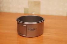 Cuenco de titanio Lixada con asas plegables, contenedor de comida para cena, para acampar al aire libre, senderismo, mochilero