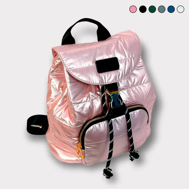 Mochila Acolchada con compartimento frontal, acabado metalizado, mochilas y bolsos sintéticos para mujer, temporada verano moda 2022|Mochilas| - AliExpress