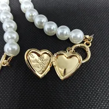 Collar con colgante de concha de amor para mujer, gargantilla de cadena de perlas Simple de 6MM de estilo Vintage, joyería de moda al por mayor