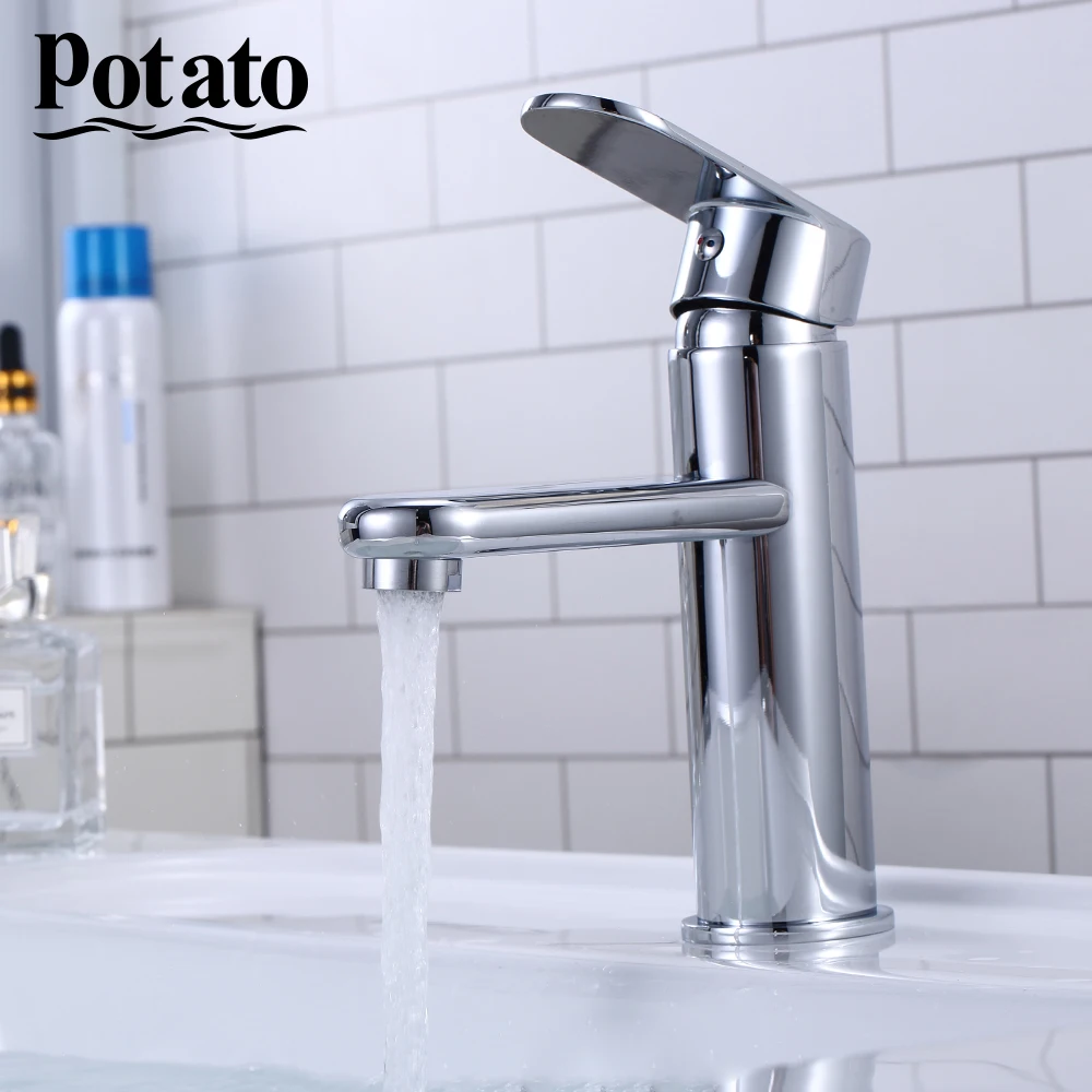 

Potato Bathroom Faucet Modern Style Free Shipping Basin Faucet Cold and Hot Water Mixer Single Handle Bathroom Tap P1039