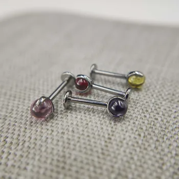 

16G Implant Grade Titanium ASTM F136 6AL-4V-Eli Internal Thread Labret Crystal Helix Tongue Lip Piercing Labret Body Jewelry