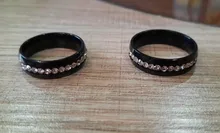 SHOUMAN-Anillos de Compromiso de acero inoxidable para parejas, joyería elegante de alta calidad, cristal brillante