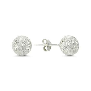 

KUTAYDAN 8mm Laser Ball Earrings 925 Sterling Silver