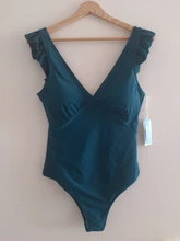 One-Piece Swimsuit Bathing-Suits Ruched Monokini CUPSHE Teal Ruffle Girl Green Beach