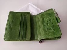 Billetera de cuero genuino para hombre y mujer, billetera pequeña Rfid, tarjetero, monedero rojo