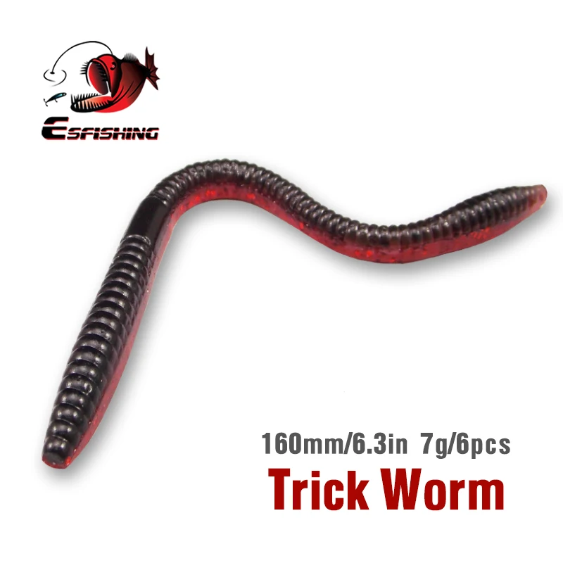 KESFishing Worm Приманка Trick 160мм 6шт. Приманки для щуки Пластиковая приманка Карп Рыболовная кормушка Spinner Bait