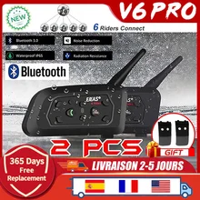 EJEAS V6 Pro Intercom 1200m Motorcycle Bluetooth Helmet Intercom CSR Chip 2.4GHz FM 6 Riders Waterproof
