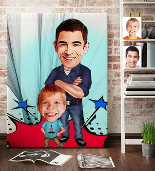 

Personalized Dad Son Cartoon Canvas Table (70x100 cm.) 2