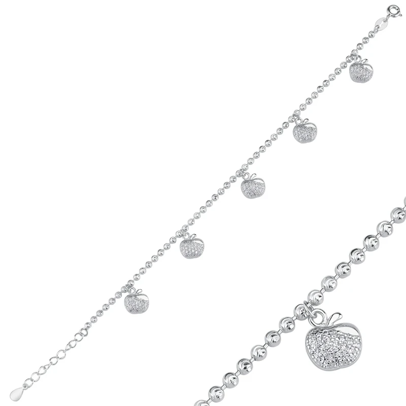 

Silver 925 Sterling Dangle Apple & Bulk Bracelet