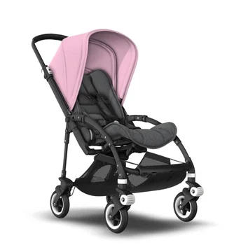 

Bugaboo stroller walking bee5 black color. Grey Melange/soft pink