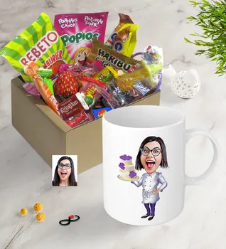 

Personalized Women 'S Chef Caricature Of Nostalgic Lezzetler Mug Seti-2